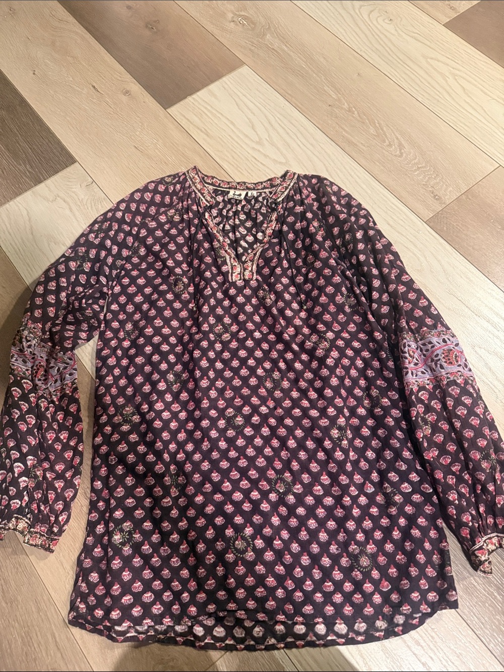 Vintage Pink Floral Tunic Top on Plum